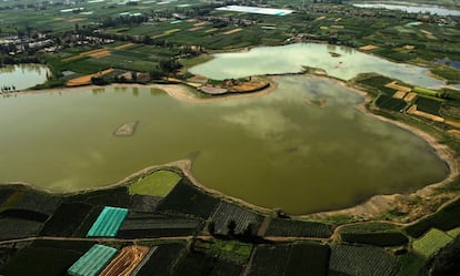 Zona agrícola en el pueblo de Jinta, China.