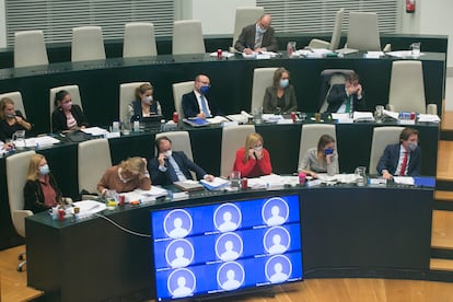 Los concejales del PP, durante el pleno de este martes.