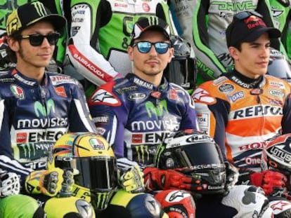 De izquierda a derecha, Valentino Rossi, Jorge Lorenzo, Marc Márquez y Dani Pedrosa, en una imagen de 2014.