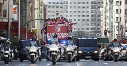 Celebración del Atlético por las calles de Madrid