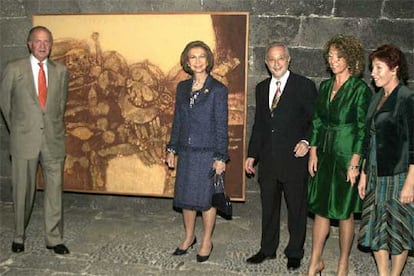 Los Reyes, Adán Martín, Isabel García (alcaldesa de Arrecife) e Inés Rojas (presidenta del Cabildo de Lanzarote).