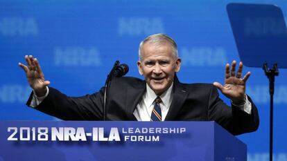 Oliver North el viernes en un acto de la NRA.