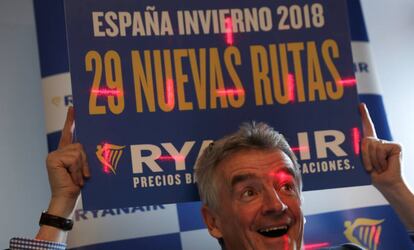 Michael O'Leary, consejero delegado de Ryanair, durante una rueda de prensa celebrada el pasado 13 de febrero en Madrid.