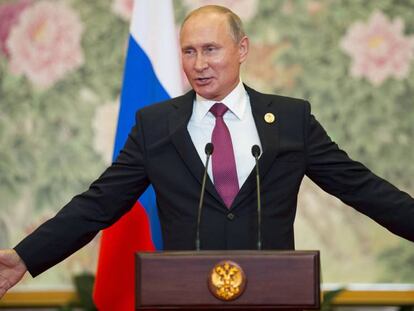 Vladímir Putin, durante una rueda de prensa en Qingdao (China), este domingo.