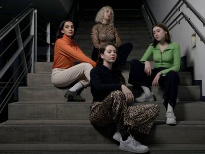 Las cuatro integrantes del colectivo Chica en el interior de la Casa Encendida, en Madrid.