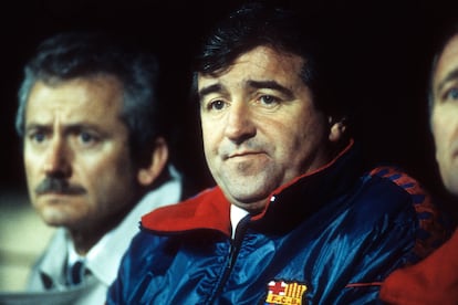Terry Venables durante su etapa en el banquillo del FC Barcelona.