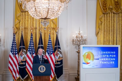 US President Joe Biden delivers remarks during an event on lowering health care costs at the White House in Washington, DC, USA, 29 August 2023.