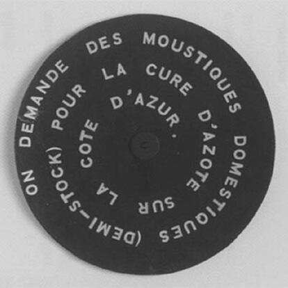 Disco con frases &#39;dadá&#39; de la serie &#39;Anémic cinéma&#39; (1926), de Marcel Duchamp.