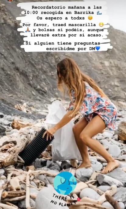 La surfista Alazne Aurrekoetxea convocando una recogida de residuos a través de su perfil de Instagram
