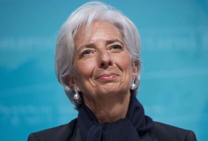 Christine Lagarde, directora gerente del Fondo Monetario Internacional, en una rueda de prensa la semana pasada en Washington.