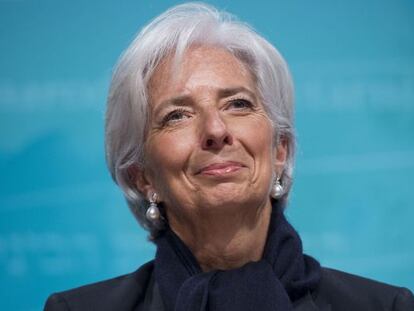 Christine Lagarde, directora gerente del Fondo Monetario Internacional, en una rueda de prensa la semana pasada en Washington.