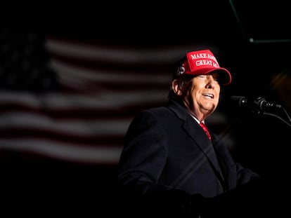 Former President Donald Trump speaks during a rally, Nov. 3, 2022, in Sioux City, Iowa. Republican presidential prospects are streaming into Iowa, the leadoff presidential caucus state. Notably absent from the lineup, at least for now, is Trump who carried the state twice, by healthy margins, as the Republican presidential nominee in the 2016 and 2020 elections.