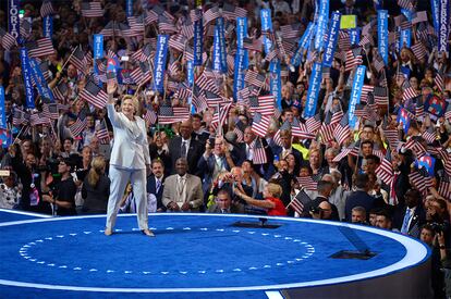 La candidata demócrata a la presidencia de los Estados Unidos, Hillary Clinton, durante la convención de su partido celebrada en Filadelfia.