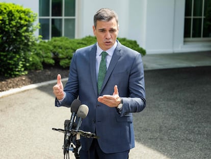 El presidente del Gobierno comparece ante los medios tras reunirse con Joe Biden en la Casa Blanca.