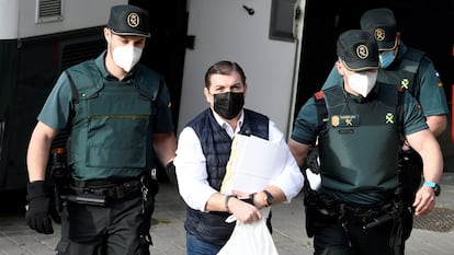 César Román, conocido como el Rey del Cachopo, a su llegada a la Audiencia Provincial de Madrid, en el último día de su juicio oral.