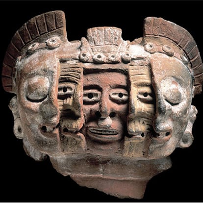 Fragmento de brasero antropomorfo azteca (&#39;circa&#39; 1300).