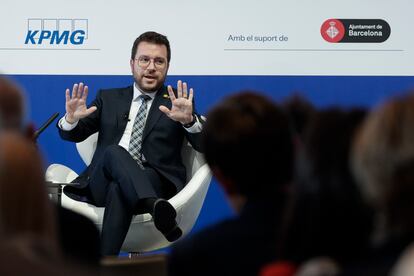 Pere Aragonès interviene en la jornada inaugural del Encuentro del Círculo de Economía, en el hotel W de Barcelona.