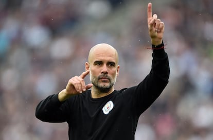 Pep Guardiola, durante el Manchester City-West Ham de Premier.