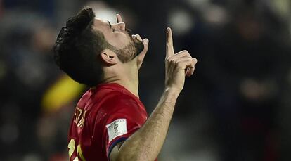 Diego Costa celebra su gol a Israel.