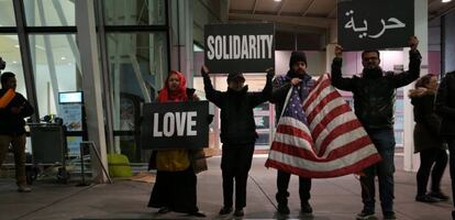 Protestas en el aeropuerto JFK.