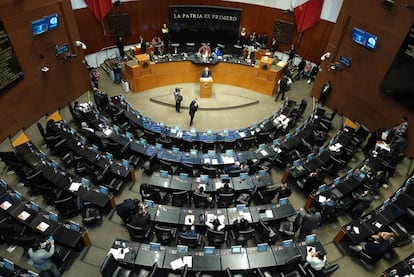 Vista panorámica del Senado de la República durante una sesión ordinaria, en Ciudad de México, el 22 de octubre 2024.