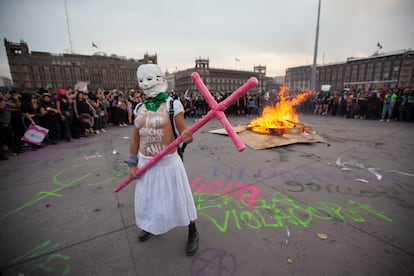 Marcha do Dia da Mulher na Cidade do México. 