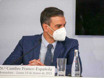 El presidente del Gobierno, Pedro Sánchez, en la Cumbre Franco-Española celebrada en Montauban (Francia) este lunes.