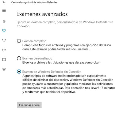 Desde aquí podemos iniciar Windows Defender