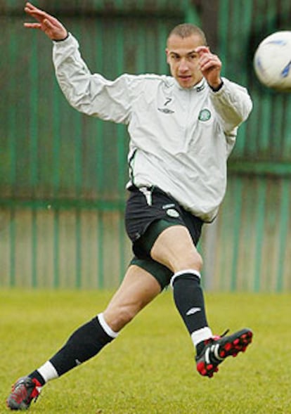 Larsson, ayer en el entrenamiento del Celtic.