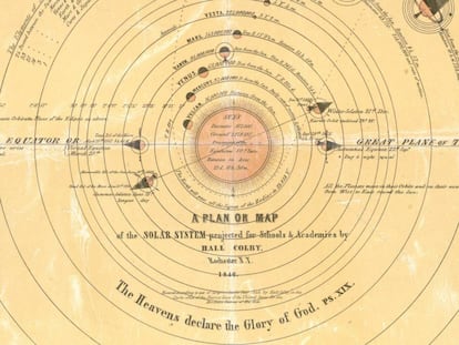 Un mapa del sistema solar que, en 1846, ya incluía el planeta Vulcano.