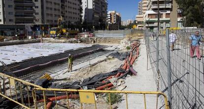 Las obras del metro de Málaga entre la Avenida de la Aurora y la Avenida de Andalucía.