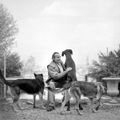 Louis-Ferdinand Céline (1894-1961), en su casa de Meudon en los años cincuenta.