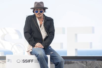 Johnny Depp, este martes por la tarde en la presentación de 'Modi' en San Sebastián.