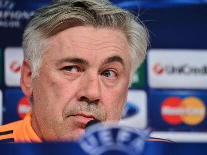 Ancelotti, durante la rueda de prensa en Turín.
