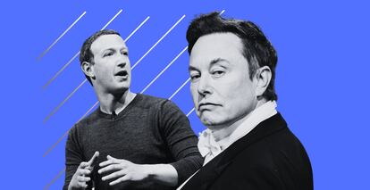 El dueño de Meta, Mark Zuckerberg, y el dueño de Twitter, Elon Musk.