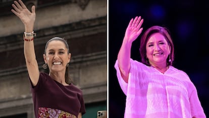 Claudia Sheinbaum y Xóchitl Gálvez en sus cierres de campaña.