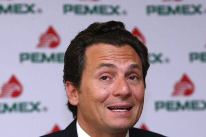 El exdirector de Pemex, Emilio Lozoya durante una conferencia de prensa en 2014