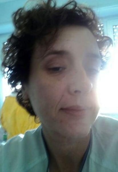 Teresa Romero at Carlos III hospital in a photograph provided by her husband.