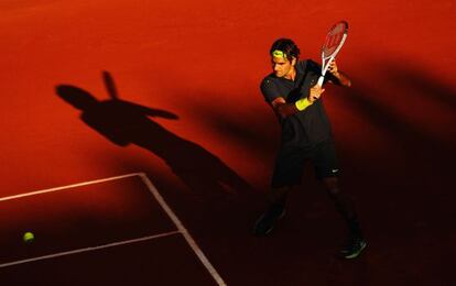 Federer en su partido ante Mahut