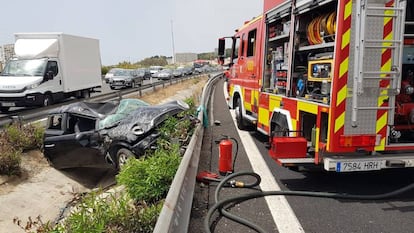 Accidente de tráfico la pasada semana en Málaga capital en el que hubo cuatro heridos.
 
 