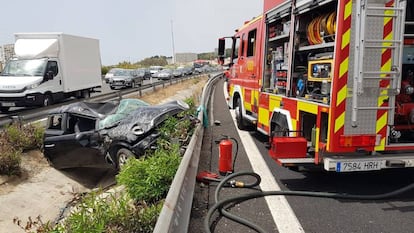 Accidente de tráfico la pasada semana en Málaga capital en el que hubo cuatro heridos.