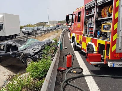 Accidente de tráfico la pasada semana en Málaga capital en el que hubo cuatro heridos.
 
 