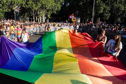Manifestantes durante la marcha del Orgullo de Madrid de 2024