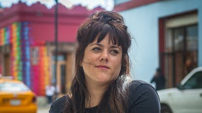Flavia Álvarez-Pedrosa Pruvost en la Feria Internacional de Libro de Oaxaca.