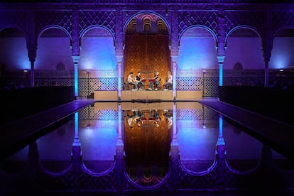 El Cuarteto Diotima durante su concierto en el Patio de los Arrayanes, el pasado lunes en Granada.
