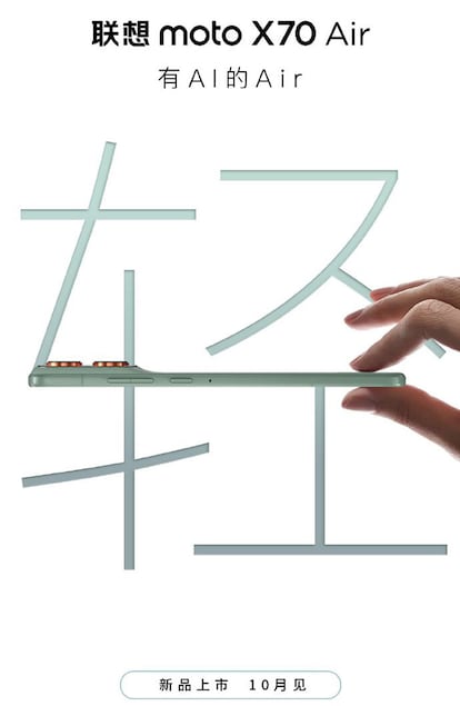Cartel con la fecha de presentación del teléfono Moto X70 Air