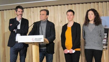 Ernest Urtasun, Jaume Asens, Ska Keller y Aina Vidal este viernes en Barcelona.