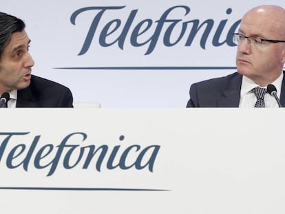 José María Álvarez-Pallete, presidente de Telefónica, y Angél Vilá, nuevo consejero delegado.