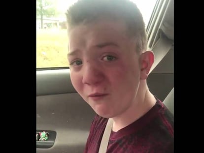 Keaton Jones, no vídeo em que relata o assédio que sofre na escola.