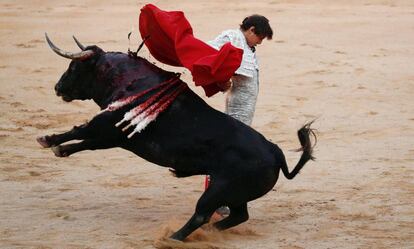 Roca Rey, el pasado 10 de julio en la plaza de Pamplona.